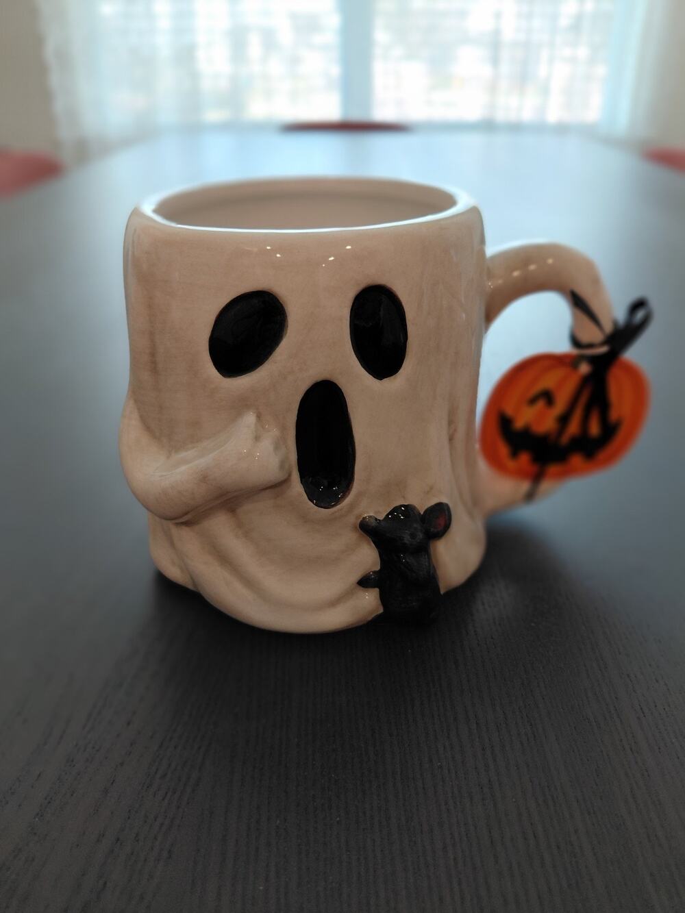 Blue Sky Halloween Ceramic Ghost with Mouse Coffee Mug 18oz (NEW WITH TAG)